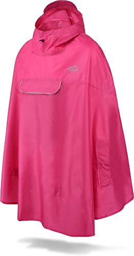 normani Unisex Regenponcho - Wind und Wasserdicht mit Bauchtasche, 3M Refelktoren und seitlichen Eingriffen Farbe Pinke Größe L-XL von normani