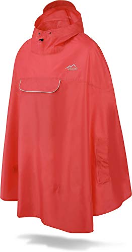 normani Unisex Regenponcho - Wind und Wasserdicht mit Bauchtasche, 3M Refelktoren und seitlichen Eingriffen Farbe Rot Größe L von normani