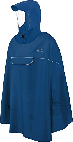 normani Wasserdicher Fahrrad-Regenponcho Regencape für Damen und Herren - Kapuze mit Sichtfenster - Wassersäule: 12.000 mm - 3M™ Scotchlite™ Reflektor und YKK-Reißverschluss Farbe Navy Größe L-XL von normani