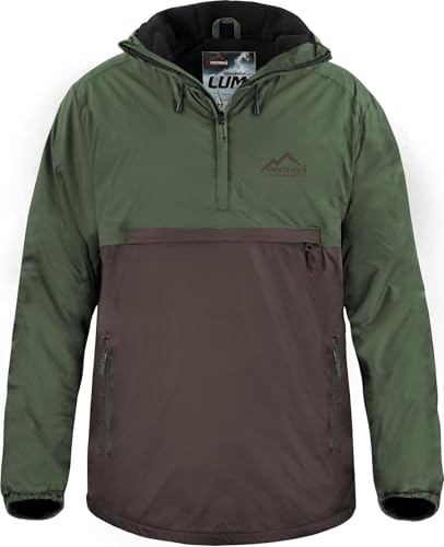 normani Wasserdichter Windbreaker mit Fleecefutter bis -20°C Winter-Anorak gefüttert für Damen und Herren von S-4XL - 11.000 mm Wassersäule Farbe Oliv/Braun Größe S/48 von normani
