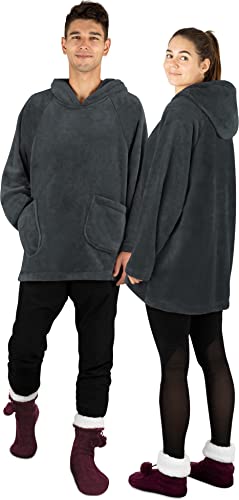 normani Weicher Oversize Kuschelpullover Pulli für Zuhause - Unisex Pullover für Damen und Herren Farbe Langarm Anthrazit von normani