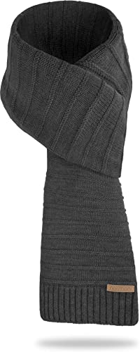 normani Weicher und warmer Winterschal mit Wolle - hochwertiger Strick für Damen und Herren - vielseitige Länge, elegantes, schlichten Design Farbe Anthrazit von normani