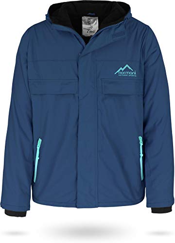 normani Windbreaker Windjacke Übergangsjacke mit Fleecefutter und winddichtem und wasserabweisendem Taslan-Obermaterial (XS-4XL) Farbe Navy/Türkis Größe L/52 von normani