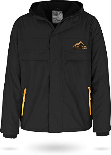 normani Windbreaker Windjacke Übergangsjacke mit Fleecefutter und winddichtem und wasserabweisendem Taslan-Obermaterial (XS-4XL) Farbe Schwarz/Orange Größe L/52 von normani