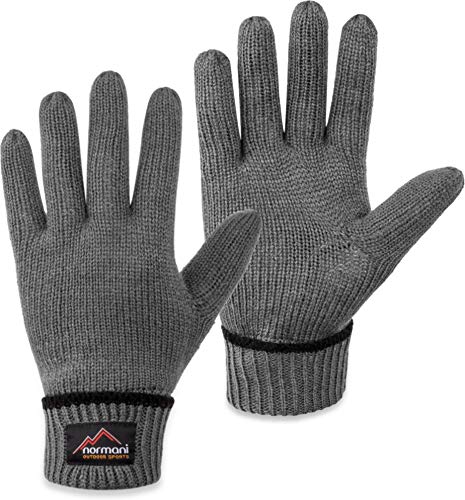 normani Wollhandschuhe Fingerhandschuhe mit Thinsulate™ Thermofutter und Fleece Innenmaterial - Strickhandschuhe für Damen und Herren (XS bis 4XL) Farbe Stonegrau Größe S-M von normani
