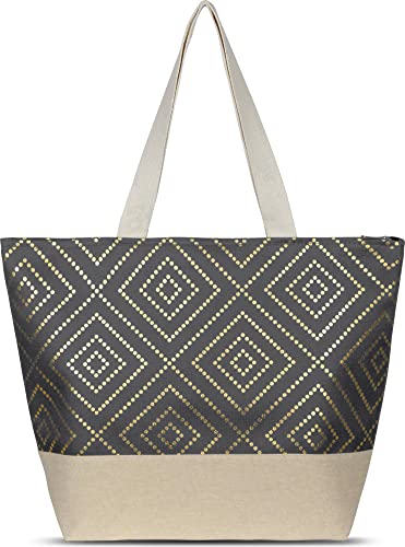 normani XXL Strandtasche - Damen Handtasche mit Langen Henkel - Schultertasche für Frauen 19 Liter Volumen mit Innentasche Farbe Anthrazit von normani