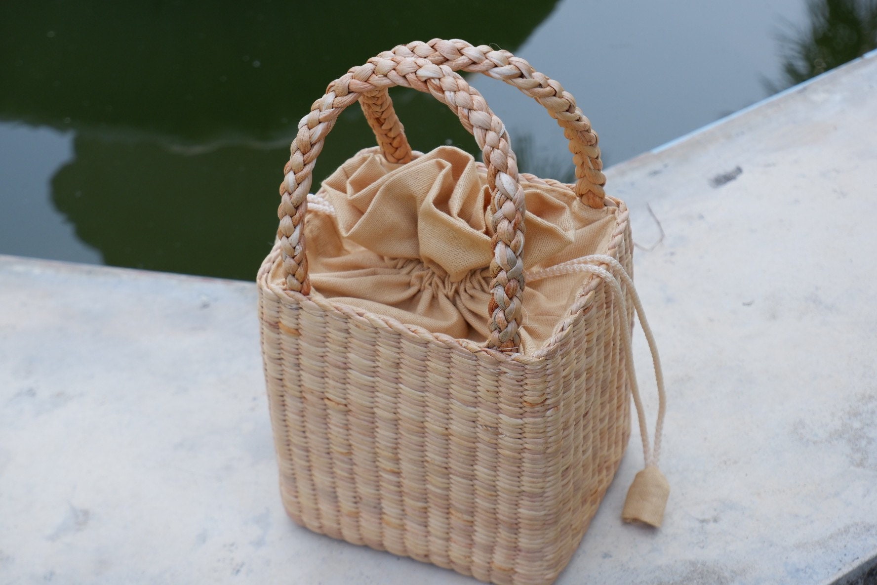 Gewebte Strandtasche, Strohtasche, Henkeltaschen, Boho Tasche, Mini Bucket Tote Bag, Strohtasche Für Frauen, Seegrastasche, Bag von nornorbag