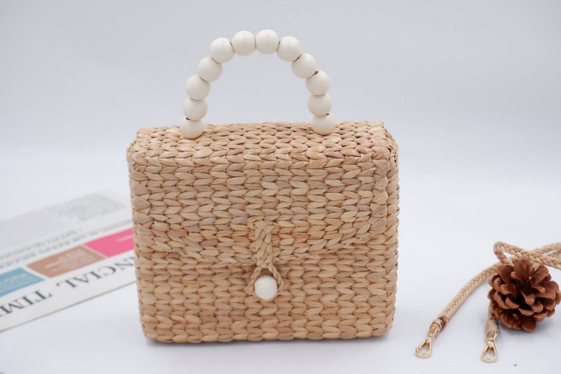 Handgemachte Umhängetasche Aus Wasserhyazinthe Kleine Handtasche Gewebtem Stroh von nornorbag