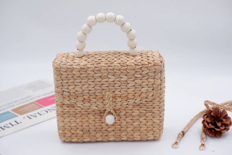 Handgemachte Umhängetasche Aus Wasserhyazinthe Kleine Handtasche Gewebtem Stroh von nornorbag