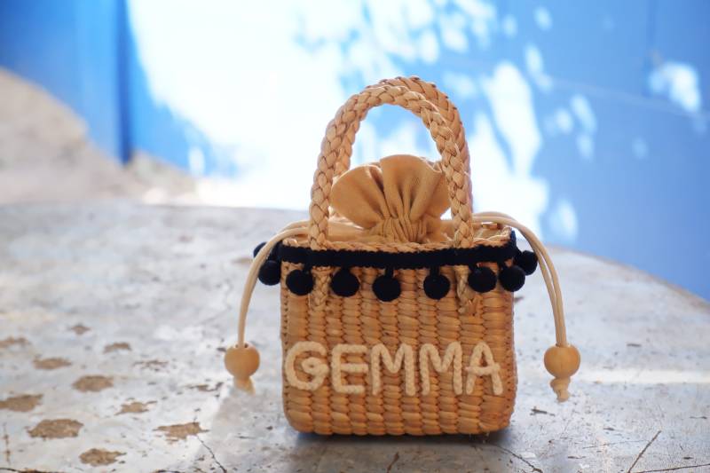 Monogramm Stroh Kindergeldbeutel Personalisierte Minitasche von nornorbag