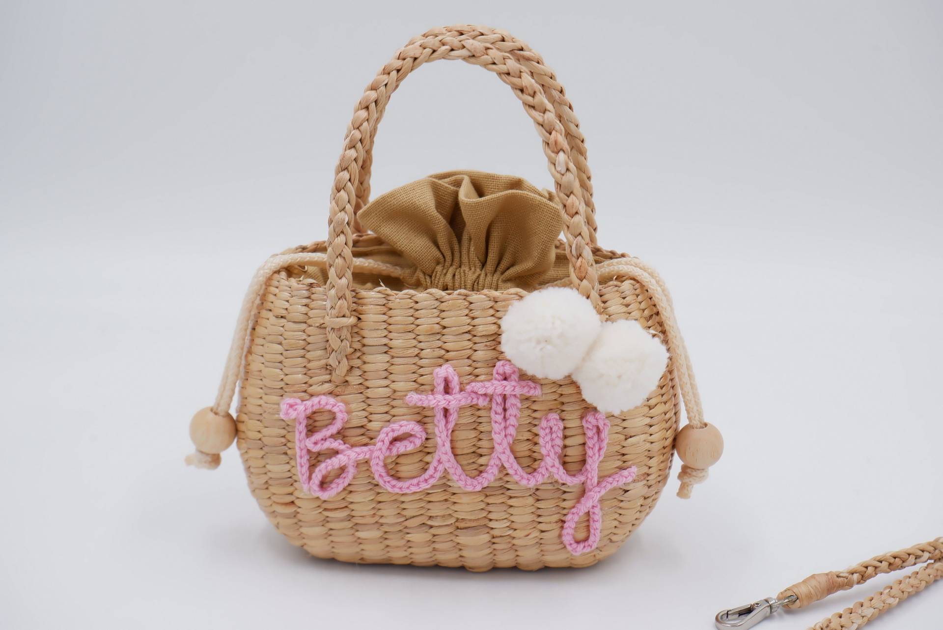 Kindertasche, Personalisierte Pom Strohtasche, Kleine Mädchen Geldbörse, Stroh Geldbörsen, Ostern Geschenk Taschen, Geldbörse Für Mädchen von nornorbag