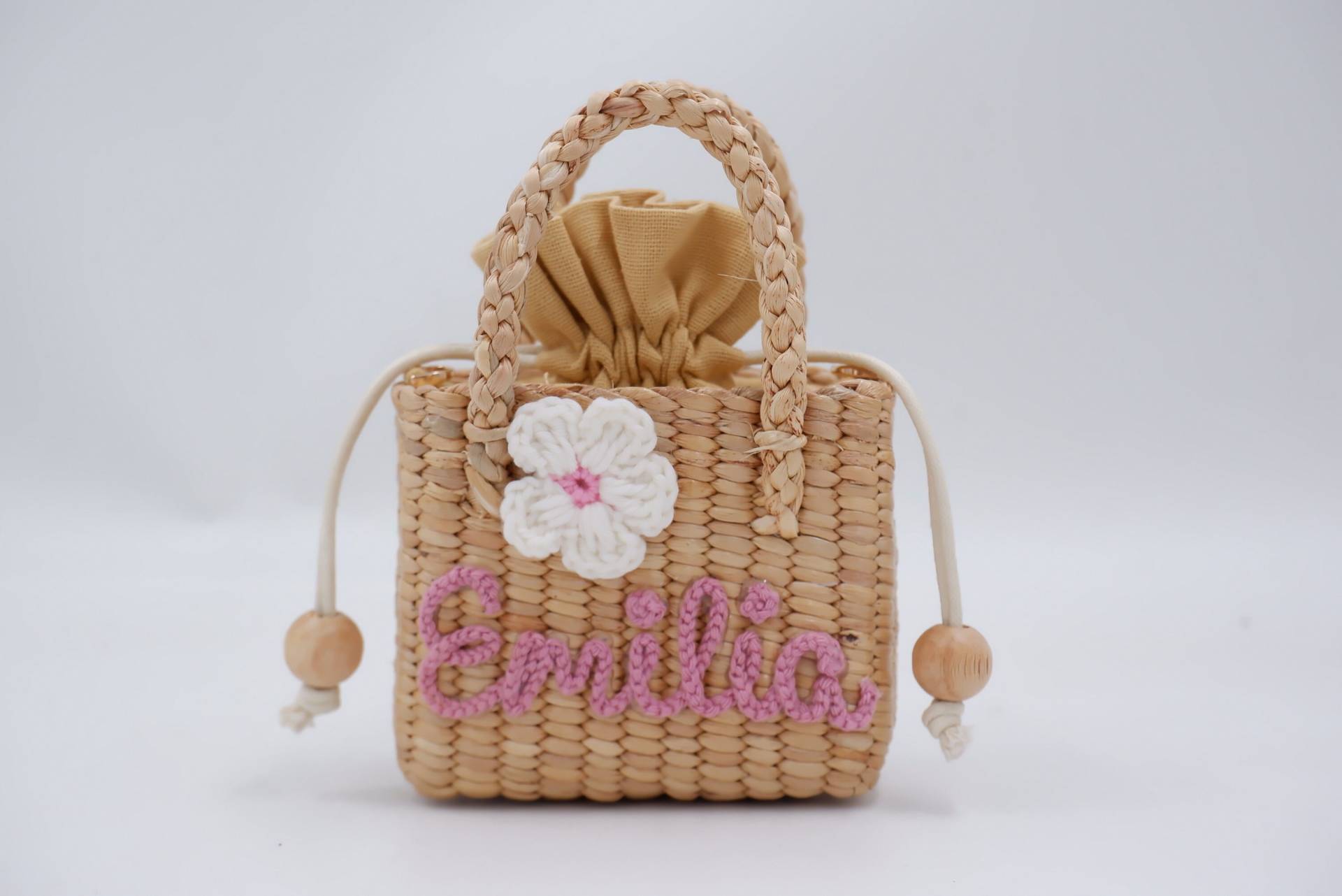 Mädchen Geldbörse, Blumenmädchen Geschenk Für Hochzeit, Monogramm Kinder Tasche, Mini Personalisierte Stroh Tasche von nornorbag