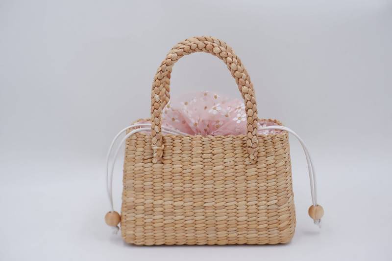 Personalisierte Stroh Mädchen Handtasche Gesticktes Monogramm, Blumenmädchen Geschenk von nornorbag