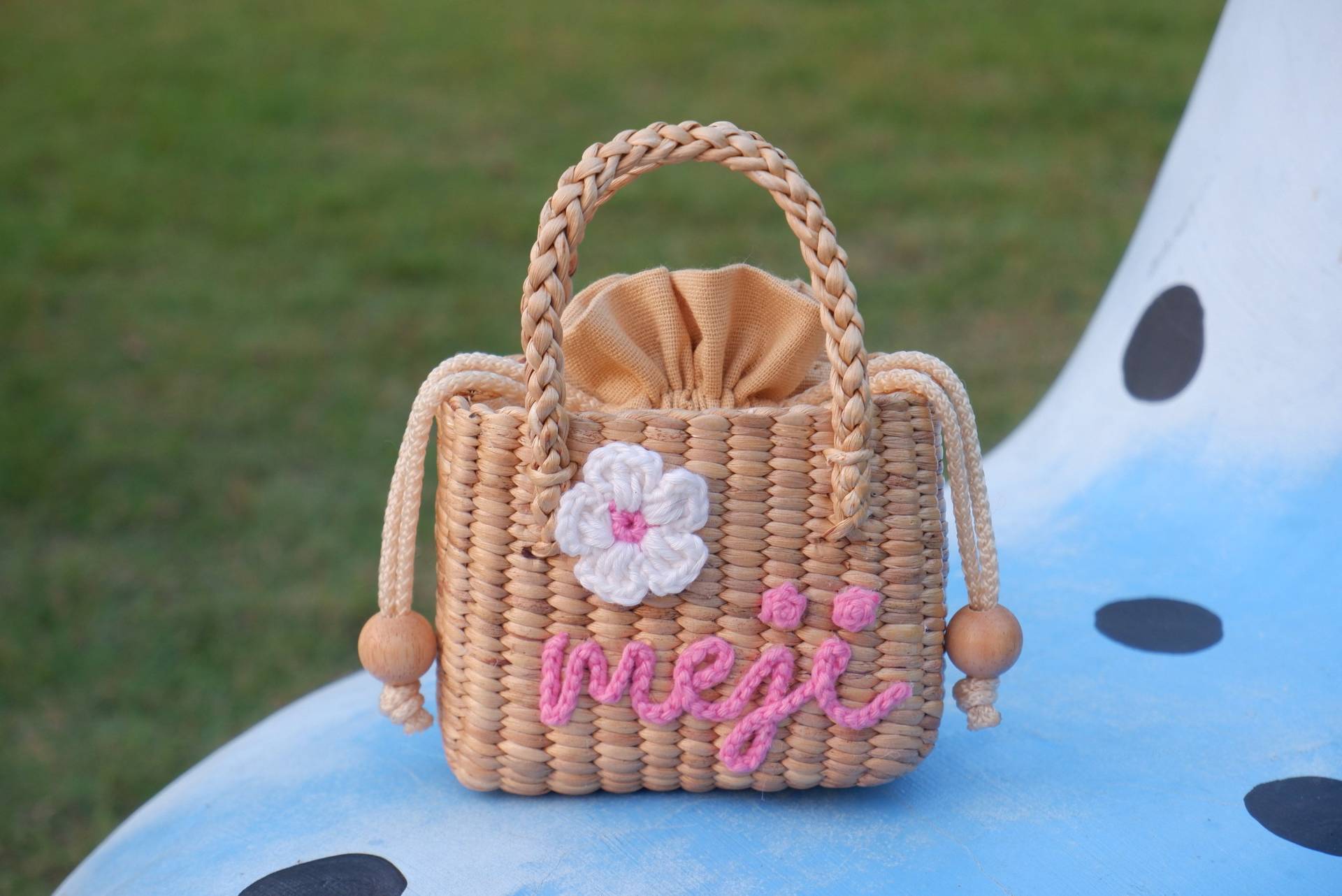 Personalisierte Stroh Kinder Geldbörse Blumenmädchen Geschenk von nornorbag