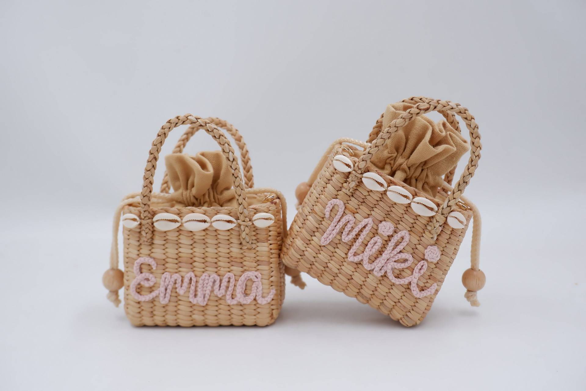 Personalisierte Stroh Strandtasche Für Mädchen Kids Shell Purse von nornorbag