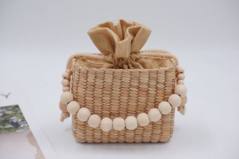 Wasserhyazinthe Kinderhandtasche Mini-Umhängetasche Mit Holzperlen Wasserhyazinthe Kinderhandtasche Mini-Umhängetasche Mit Holzperlen von nornorbag