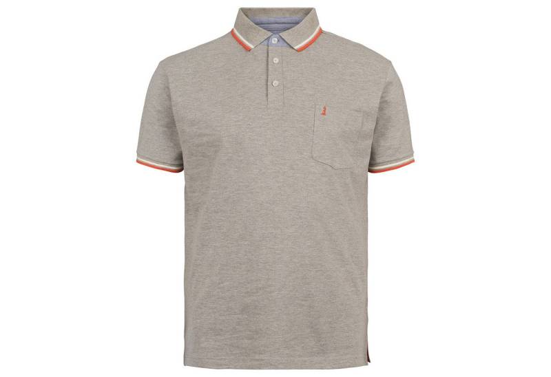 north 56 4 Poloshirt Große Größen Herren Stretch Poloshirt grau melange Kontraststreifen von north 56 4