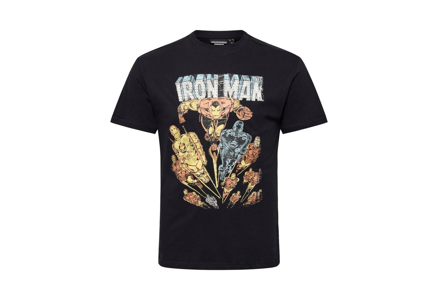 north 56 4 Print-Shirt Iron Man T-Shirt von North Denim in Herren Übergrößen, Schwarz von north 56 4