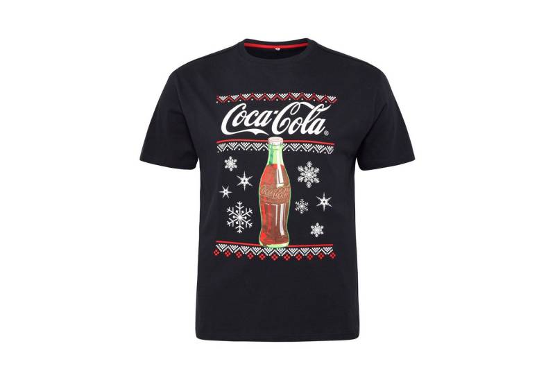 north 56 4 Rundhalsshirt Coca Cola Weihnachts T-Shirt in großen Größen von North Denim, Schwarz von north 56 4