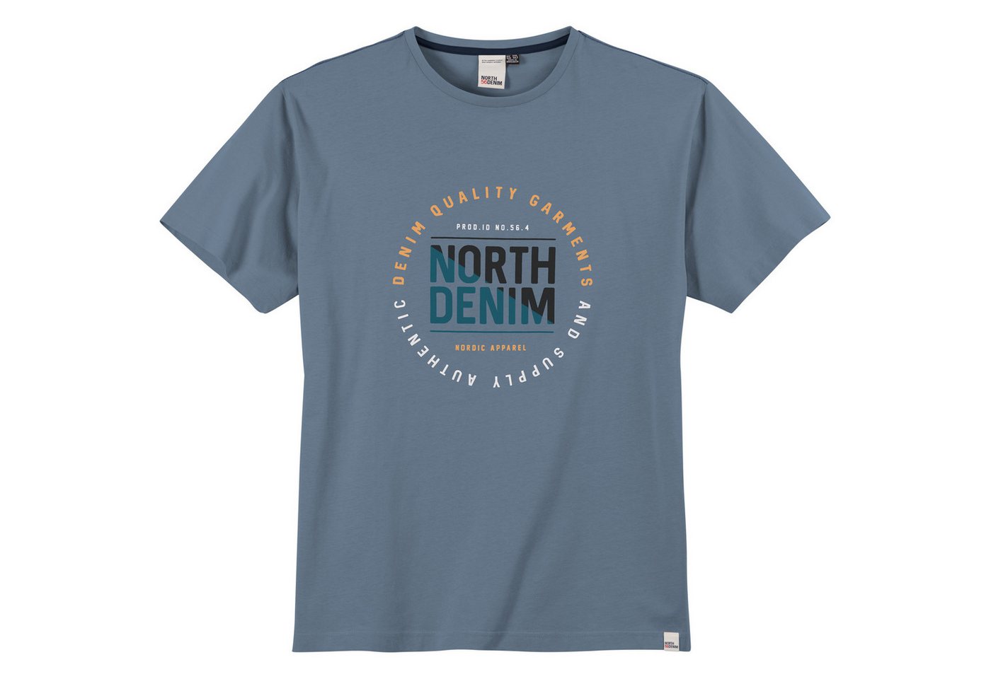 north 56 4 V-Shirt North56Denim Übergröße T-Shirt graublau Logoprint von north 56 4