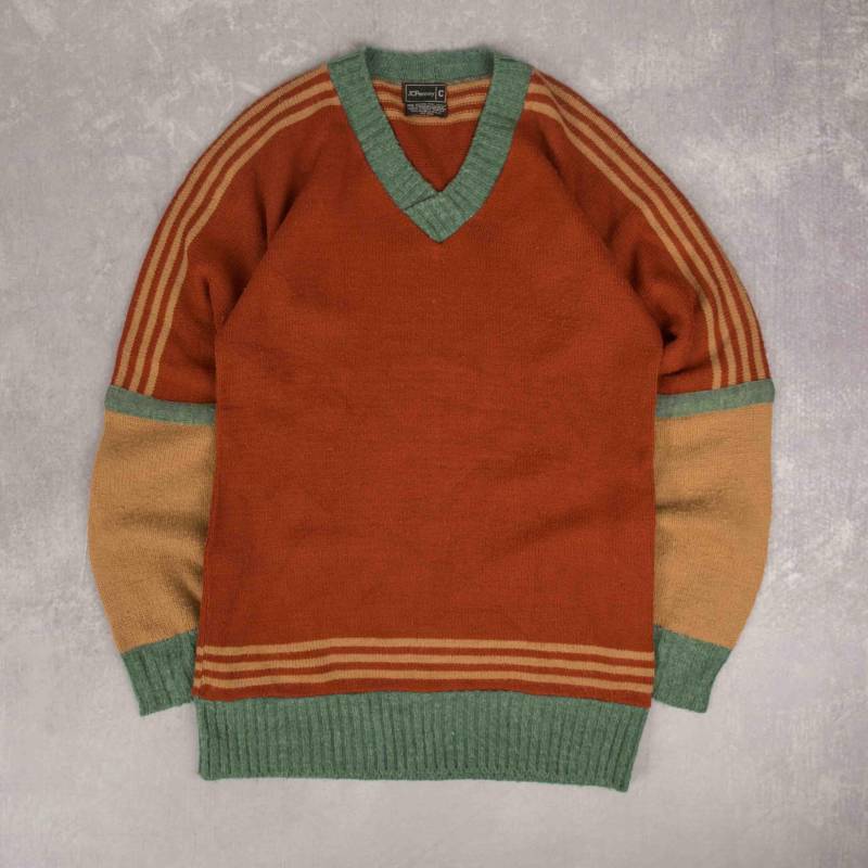 Vintage 80Er Jahre Jc Penney Oversized Strickpullover L Wolle Made in Usa Herren Orange V von northworkshopvintage