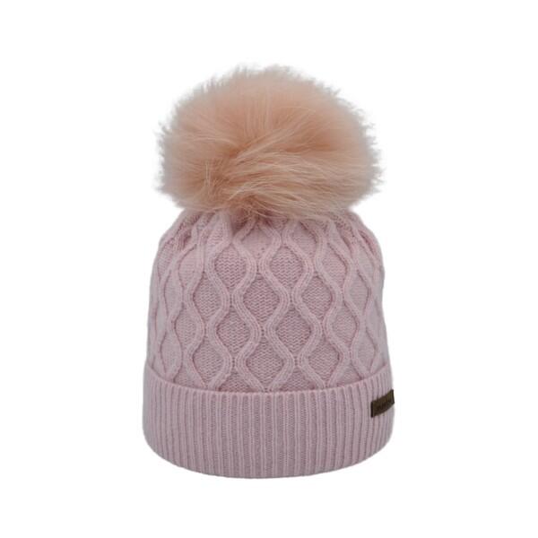 norton - Norton Mütze Como, Wollmütze im Musterstrick mit Echtfellbommel, Rosa von norton