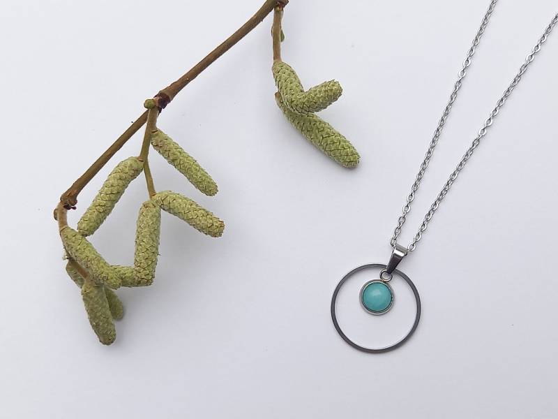 Circle Halskette Mit Jade Anhänger // Blau Loop Aus Edelstahl/Design Unikat Schmuck Circle Halskette Mit Jade Anhänger // Blau Loop Aus Edelstahl/Design Unikat Schmuck von nouimanufaktur