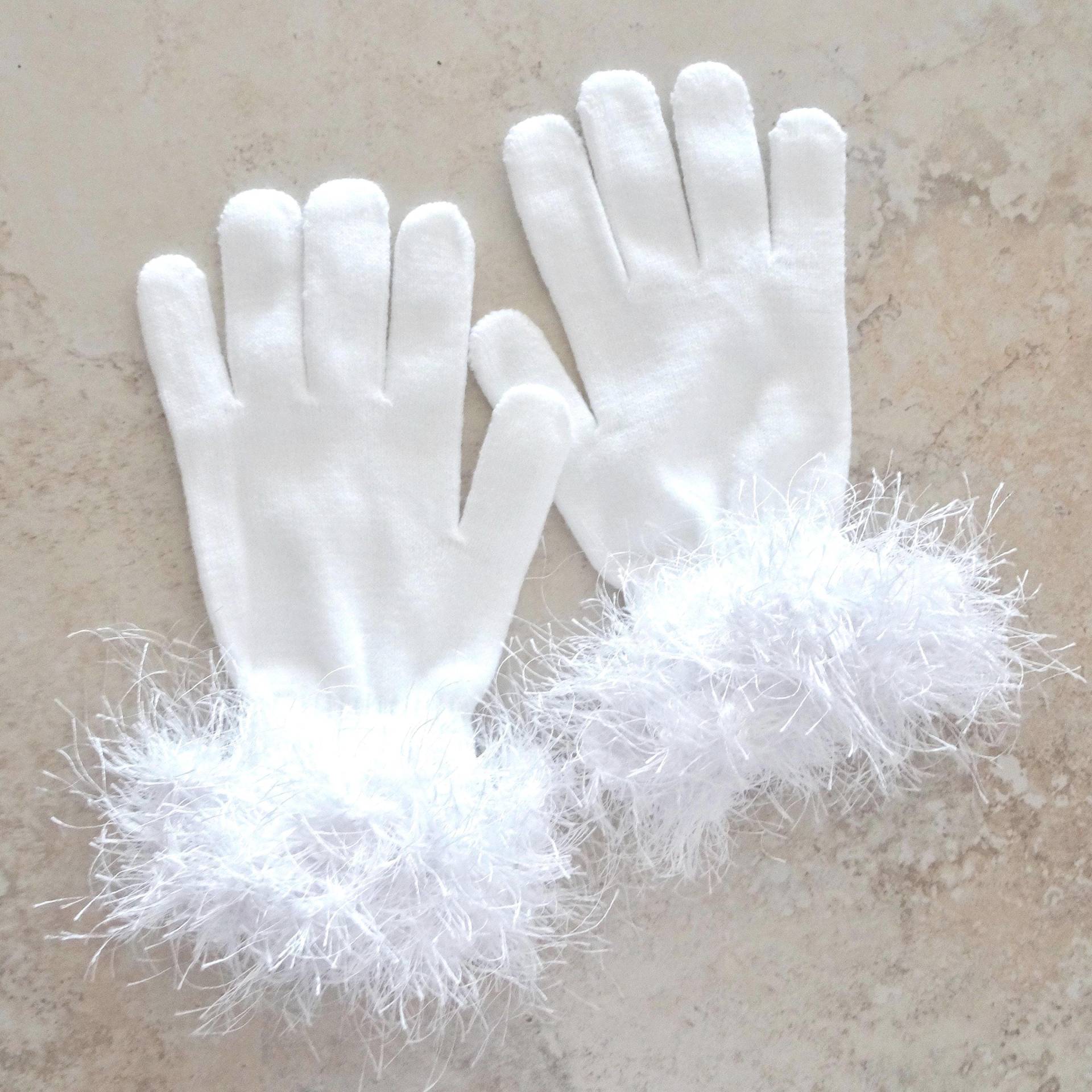 Weiss Strick Winter Armstulpen Gehäkelte Manschetten Aus Kunstfell von novelknitsdlm