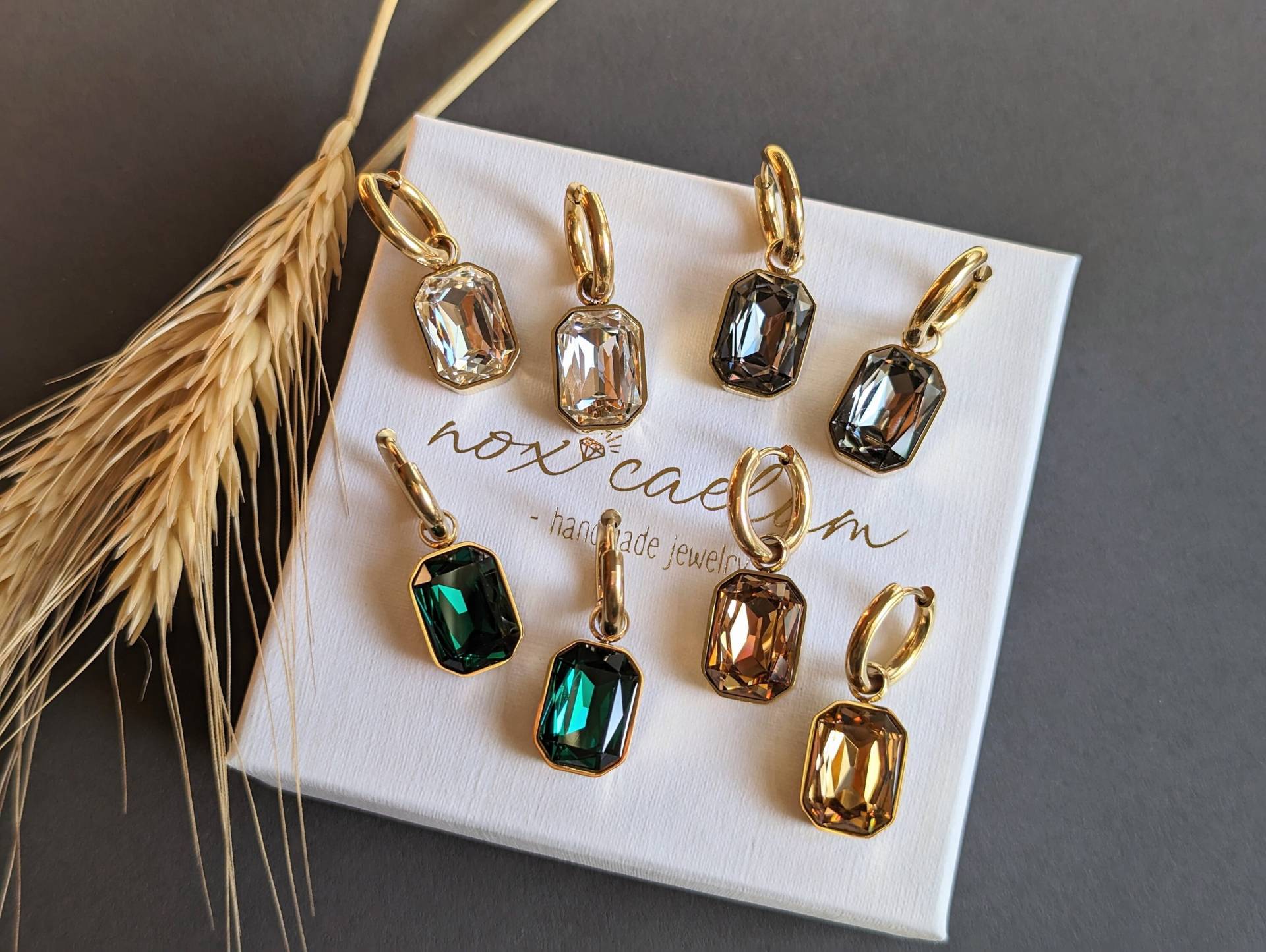 Nox Caelum | Creolen Mit Achteck Anhänger, Funkelnde Zirkonia Kristall Ohrringe Aus Vergoldetem Edelstahl, Huggie Hoops, Geschenk Nox Caelum | Creolen Mit Achteck Anhänger, Funkelnde Zirkonia Kristall Ohrringe Aus Vergoldetem Edelstahl, Huggie Hoops, Geschenk von noxcaelumDesign