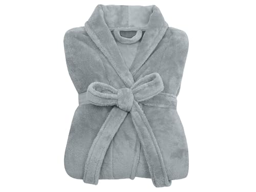 npluseins Morgenmantel Damen und Bademäntel für Herren Bademantel Kuschelfleece mit Schalkragen - Sauna Bademantel Damen flauschig 1690.2379, L, grau von npluseins