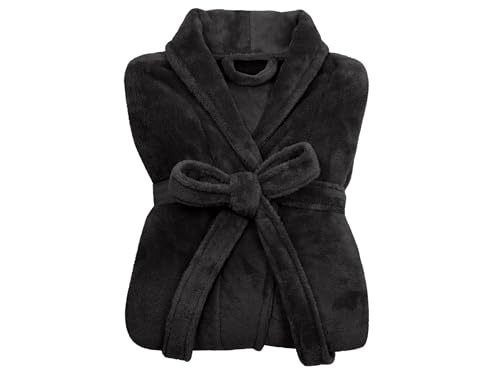 npluseins Morgenmantel Damen und Bademäntel für Herren Bademantel Kuschelfleece mit Schalkragen - Sauna Bademantel Damen flauschig 1690.2379, M, schwarz von npluseins