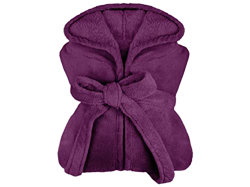 npluseins extra weicher Kapuzen-Bademantel aus Kuschelfleece - in modernen Farben und verschiedenen Größen - unisex & wadenlang, L, beere von npluseins