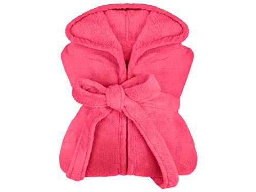 npluseins extra weicher Kapuzen-Bademantel aus Kuschelfleece - in modernen Farben und verschiedenen Größen - unisex & wadenlang, M, pink von npluseins