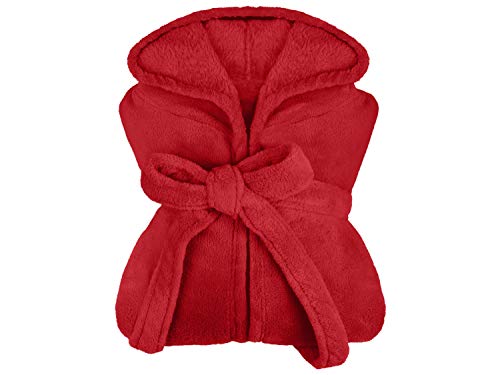 npluseins extra weicher Kapuzen-Bademantel aus Kuschelfleece - in modernen Farben und verschiedenen Größen - Unisex & wadenlang, XXL, Bordeaux von npluseins