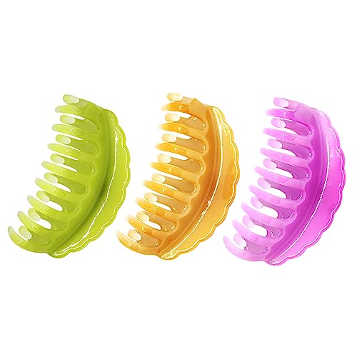 Nsb Herbals Mehrfarbige Acryl-Jumbo-Größe, Freizeitkleidung, Schmetterlings-Clips, Klauen-Clips, Haarklammern mit festem Griff, 3 Stück für Frauen und Mädchen (Orange - Hot Pink - Zitronengelb) von nsb herbals