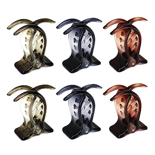 Nsb Herbals Mehrfarbiges Acrylmaterial, mittlere Größe, Freizeitkleidung, Schmetterlings-Clips/Haarklammern, Haarklammern mit festem Griff, dunkler Farbton für Damen und Mädchen, 6 Stück von nsb herbals