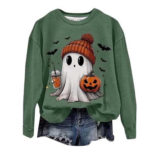 nsiaot Pullover Damen Halloween Luftig Blusentops Klassische Jumper Grosse Grössen Hoodie Mode Sweatshirt Für Damen Freizeit Blusen Weich Tunic Crewneck Shirts Übergrösse Kostüm Halloween Sweatshirt von nsiaot