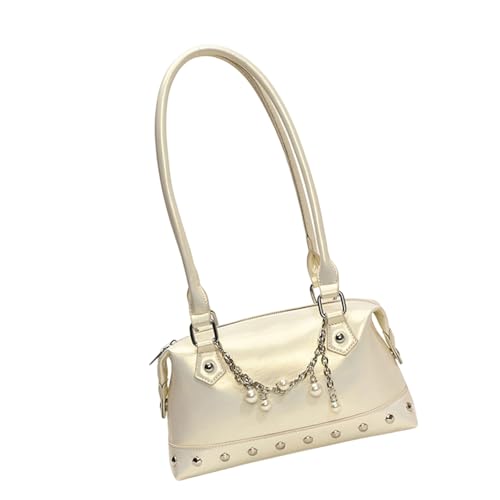 nuanzhiyuan 2025 Trendy Nieten Schultertasche Große Kapazität PU Leder für Frauen Unterarmtasche für Reisen Arbeit und Partys von nuanzhiyuan
