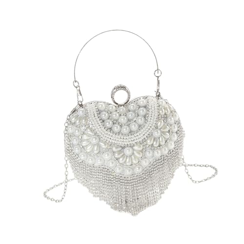 nuanzhiyuan Damen Elegant Quasten Abendtasche mit Kunstperlen Schultertasche für Hochzeit Party von nuanzhiyuan