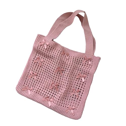 nuanzhiyuan Elegante Schleifen-Häkel-Strand-Umhängetasche, Netz-Strick-Handtasche für Damen, Unterarmtaschen mit hohlem Bohemian-Design nuanzhiyuan Elegante Schleifen-Häkel-Strand-Umhängetasche, Netz-Strick-Handtasche für Damen, Unterarmtaschen mit hohlem Bohemian-Design von nuanzhiyuan