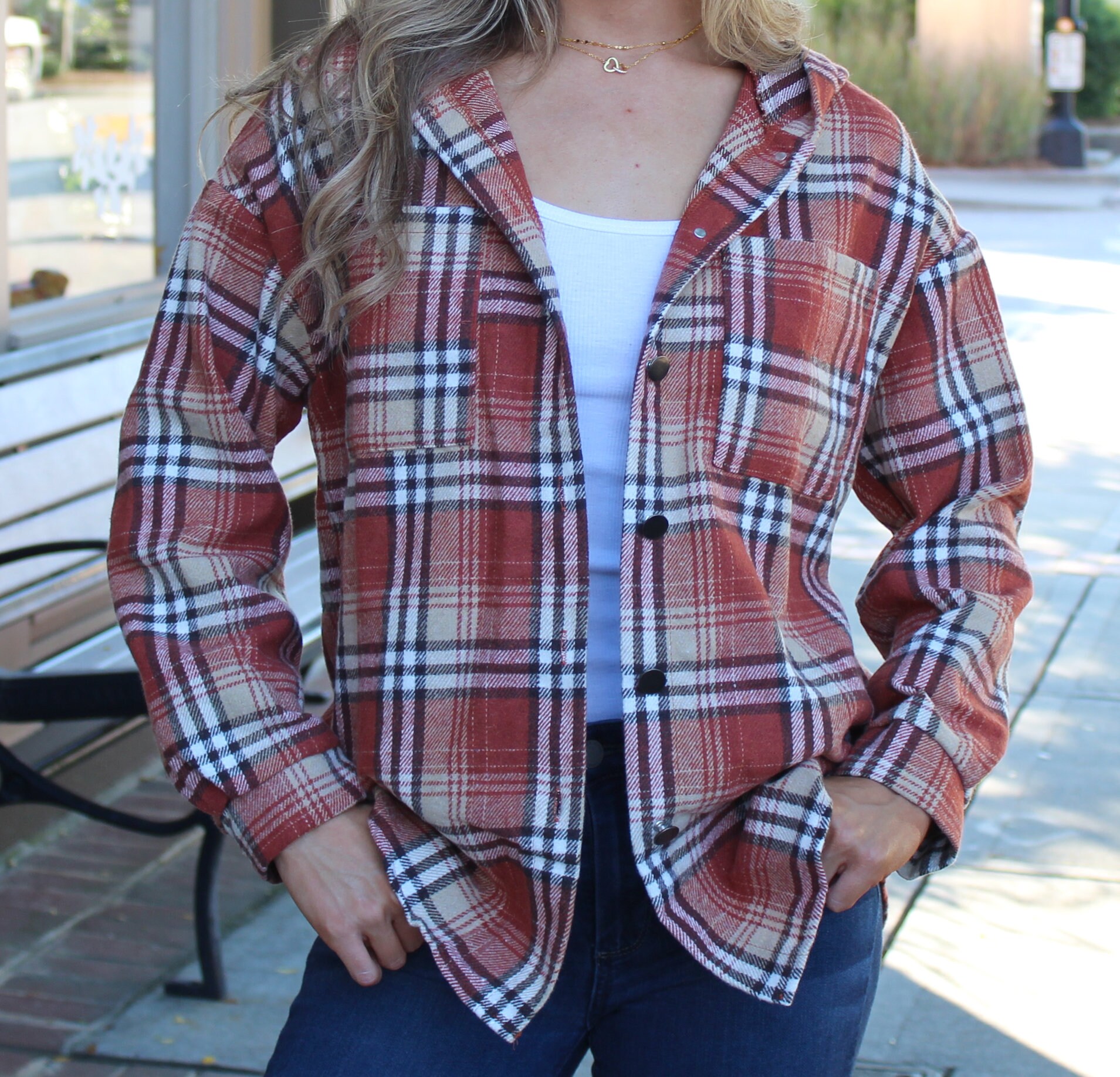Herbst Flanell Button-Down-Kapuzen-Hemd-Mantel, Kleidung Für Frauen, Kariertes Button-Down-Hemd/Und Winter-Hemd Hemd-Jacke Herbst Flanell Button-Down-Kapuzen-Hemd-Mantel, Kleidung Für Frauen, Kariertes Button-Down-Hemd/Und Winter-Hemd Hemd-Jacke von numagirls