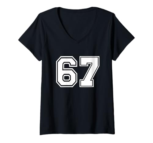 Damen Nummer 67 T-Shirt mit V-Ausschnitt Damen Nummer 67 T-Shirt mit V-Ausschnitt von number 67