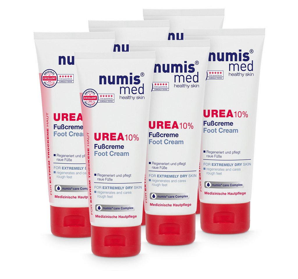 numis med Fußcreme Fußcreme 10% Urea für sehr trockene & raue Füße - Fusscreme 6x 100 ml, 6-tlg. von numis med