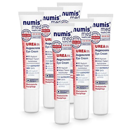 numis med 6x Hyaluron Augencreme mit Soforteffekt 15 ml - Augen Creme vegan mit 5% Urea für Frauen & Männer - Augencreme gegen Falten bei trockener Haut - Augenpflege Damen, Augen Anti Aging von numis med