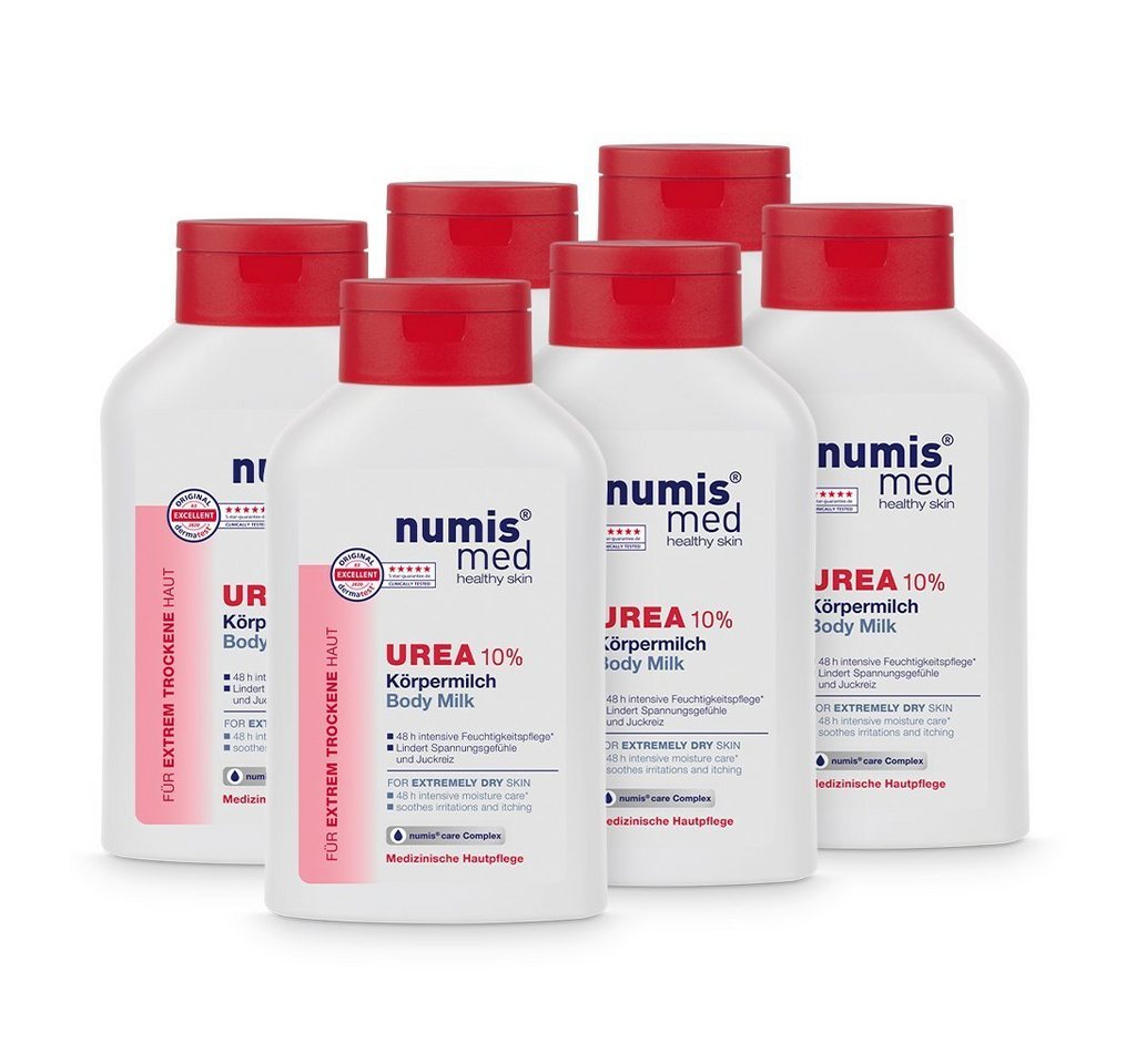 numis med Körpermilch Körpermilch 10% Urea für extrem trockene Haut - Bodylotion 6x 300 ml, 6-tlg. von numis med