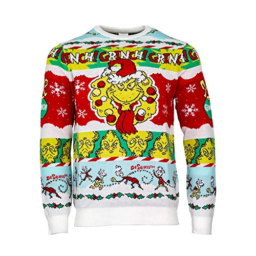 Numskull Unisex Grinch Offizieller The Strickpullover Weihnachtspullover groß – Ugly Novelty Christmas Sweater Geschenk, L von Numskull