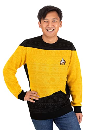 Numskull Unisex Offizieller Star Trek Weihnachtspullover, gestrickt, Größe S, Gelb, S von numskull