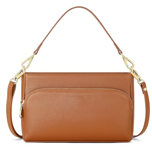 Handytasche mit GeldböRse Zum Umhängen, Handytasche Damen Zum Umhängen, Umhängetasche Damen Klein, Crossbody Bag Damen Leder mit Zwei Riemen von nuoku