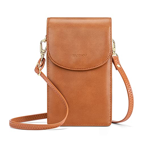 nuoku Crossbody-Handytasche für Damen, Mini-Umhängetasche, kleine Handy-Geldbörse mit abnehmbarem Kartenhalter, Braun von nuoku
