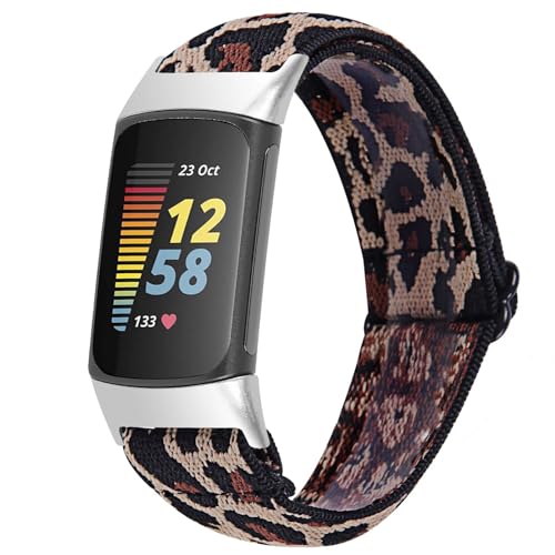 nuosiweilang Elastisches Armband Kompatibel mit Fitbit Charge 5 Armband,Atmungsaktives Verstellbares Gewebte Stoff Ersatzarmband,Nylon Sportarmband für Damen Herren von nuosiweilang